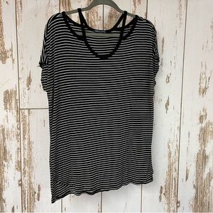 Bluheaven Striped T-shirt with cutouts. Size Large. In good used condition!